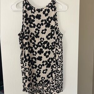 LOFT Black and Cream Floral Blouse